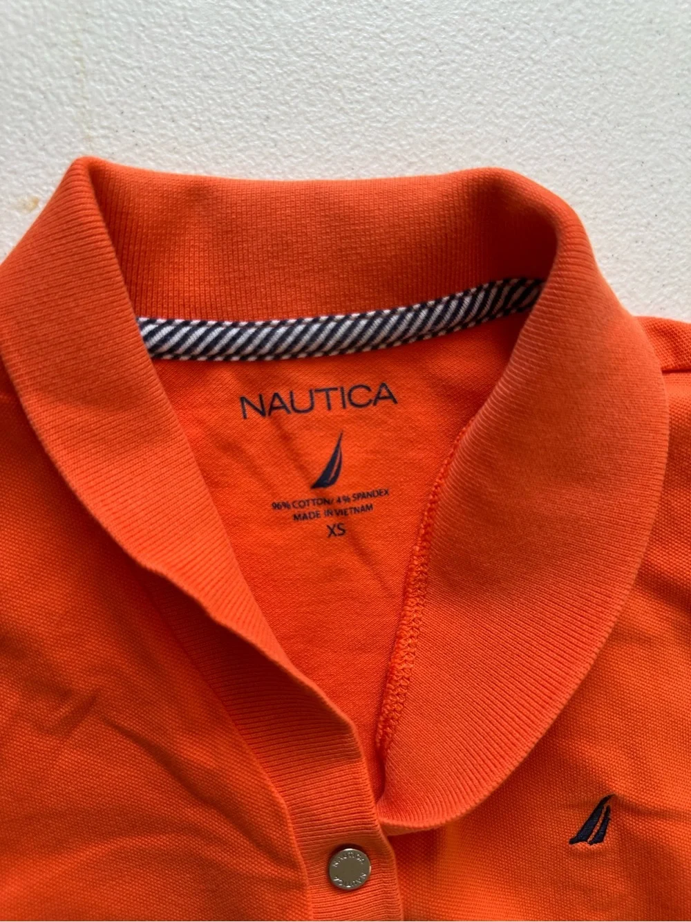 Nautica Orange Short Sleeve Polo Top with Embroidered Logo